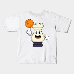 Chess piece Rook at Basketball Sports Kids T-Shirt